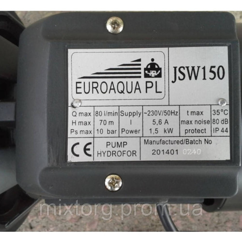 Насос поверхневий Euroaqua JSW — 150 потужність 1,5 кВт Польща! Мідь!