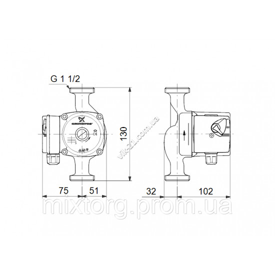 Циркуляций насос для опалення Grundfos UPS 25-40 130 оригінал Данія!