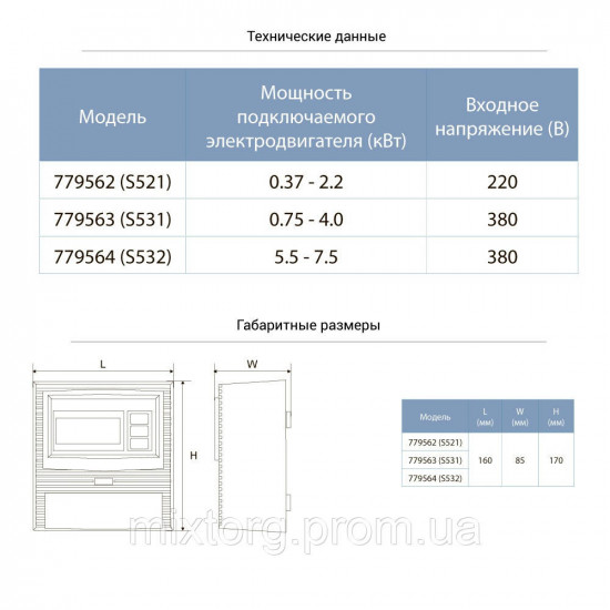 Пульт керування 220 В 0.37-2.2 кВт + датчик рівня AQUATICA S521 (779562)