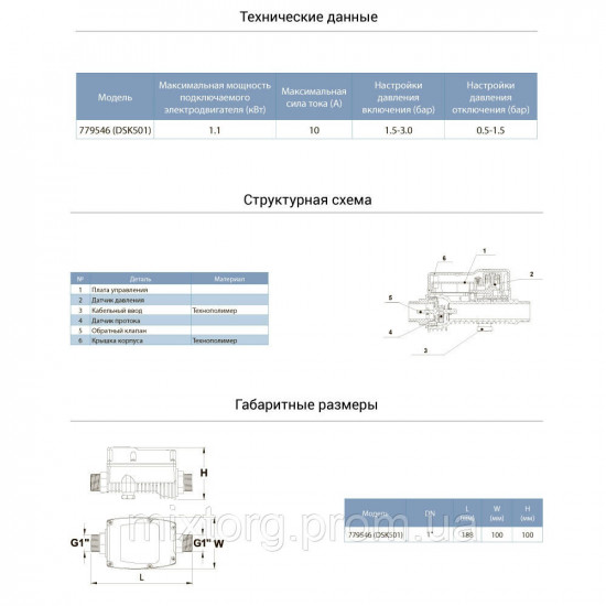 Контролер тиску електронний 1.1 кВт Ø1