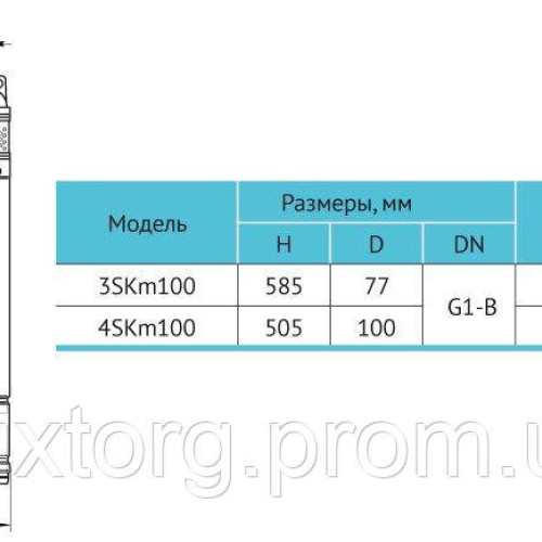 Свердловинний насос 4SKm100 (кабель 10м) 