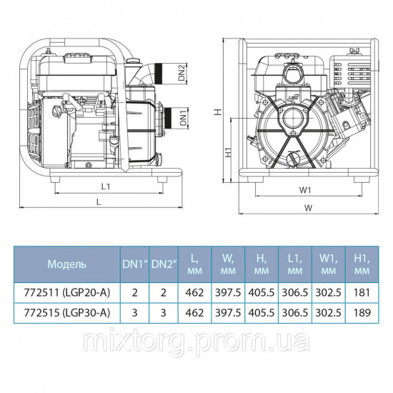 Мотопомпа 6.5 к.с. Hmax 30м Qmax 60м³/год (4-х тактний) LEO LGP30-A (772515)